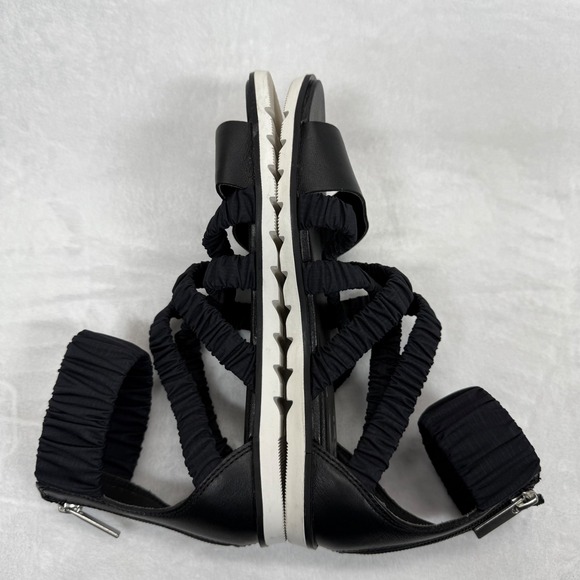 Sorel Gladiator Sandals Ruched Straps Back Zipper Black Leather Size‎ 6.5 - Picture 7 of 10